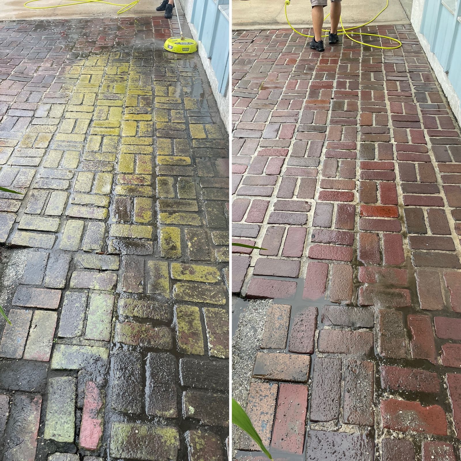 Acid wash brick pavers before and after