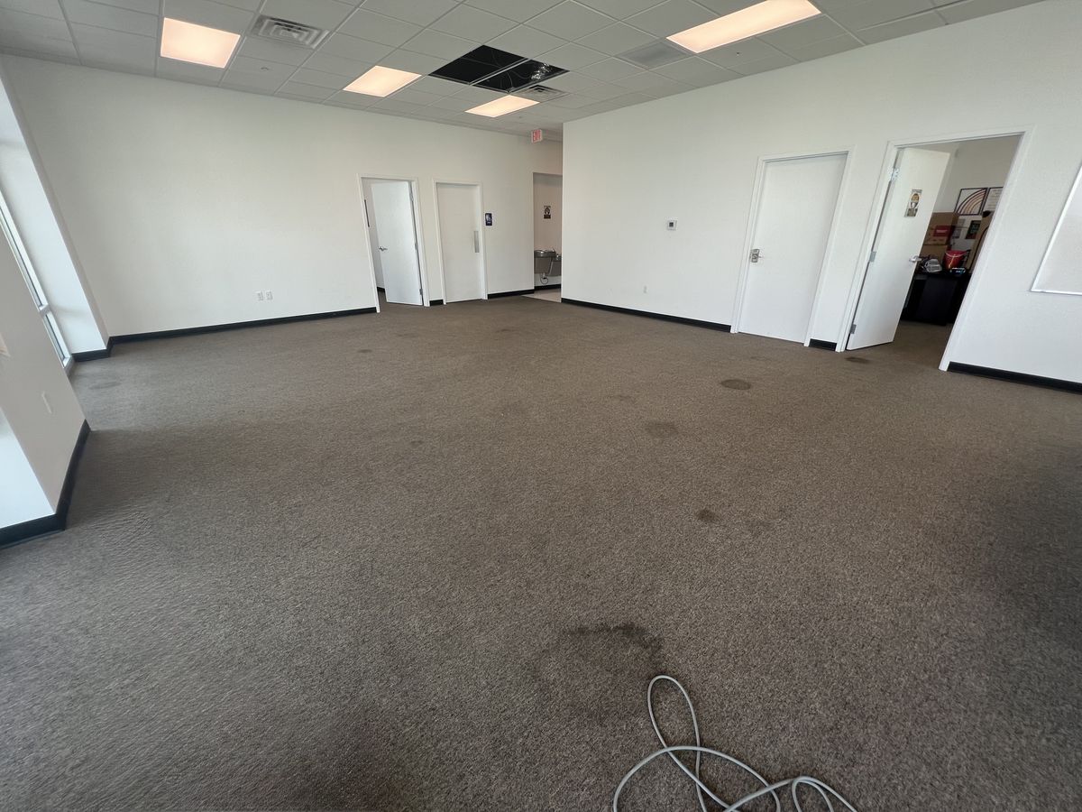 Stained office carpet before extraction